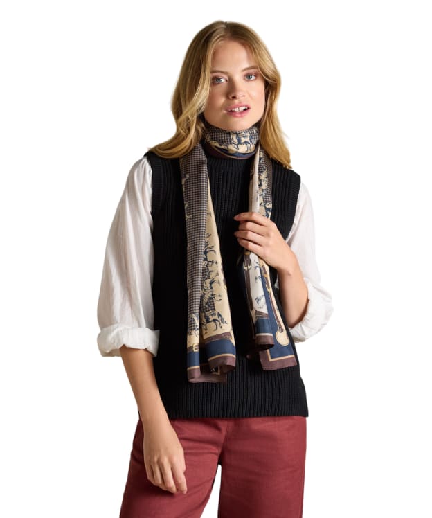 Women's Joules Windsor Silk Scarf - Navy / Neutral Equestrian