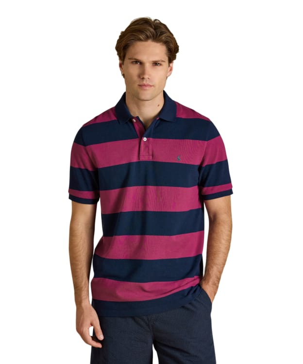 Men's Joules Woody Stripe Classic Fit Cotton Polo Shirt - Berry Pink