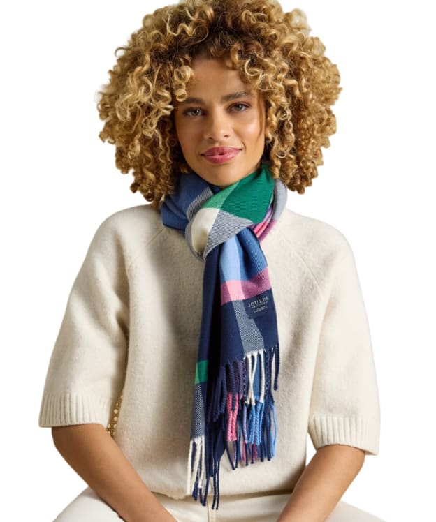 Women's Joules Langtree Scarf - Navy / Pink Check