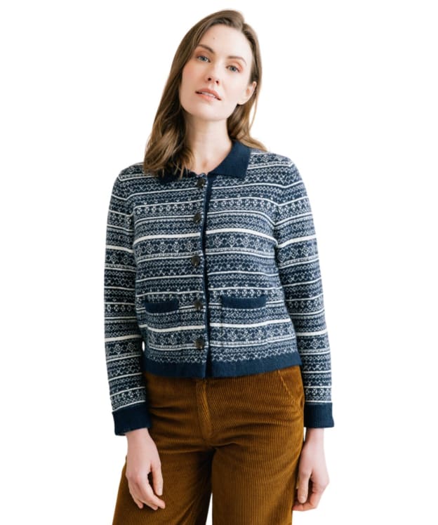 Women's Lily & Me Chestnut Fair Isle Knitted Jacket - Navy