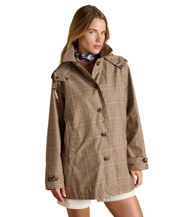 Women's Joules Rainmore Waterproof Raincoat - Tweed Check