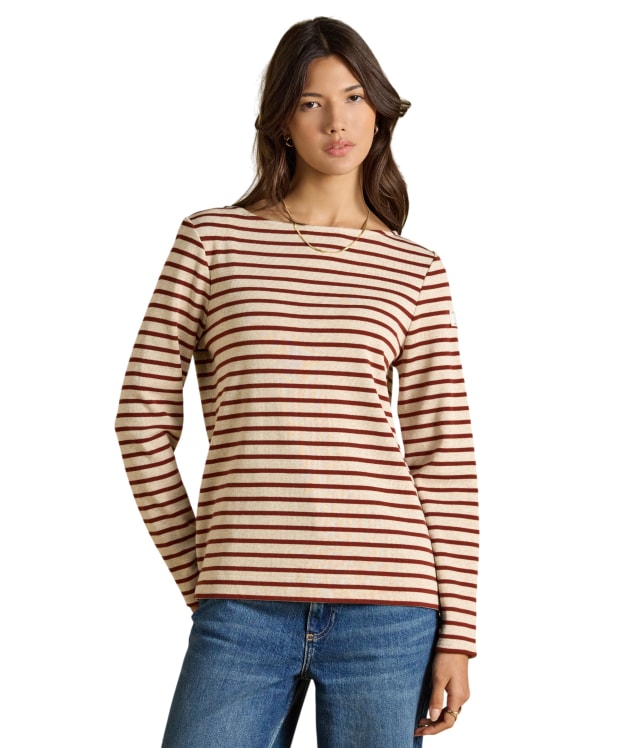 Women's Joules Striped Harbour Top - Oat / Russet