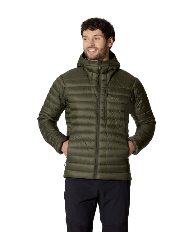 Men's Rab Microlight Alpine Down Hooded Jacket - Army