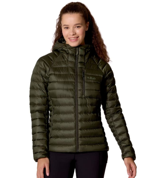 Women's Rab Microlight Alpine Down Hooded Jacket - Army