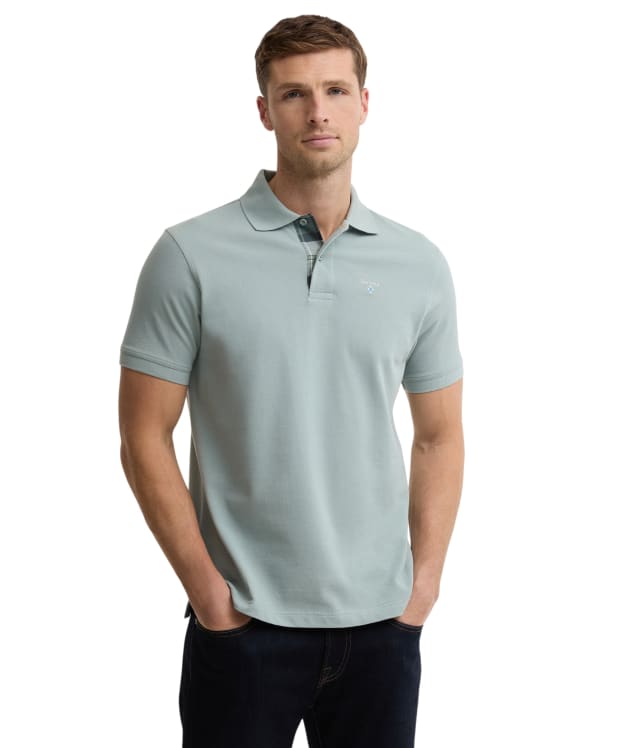 Men's Barbour Tartan Pique Polo Shirt - Dusty Slate