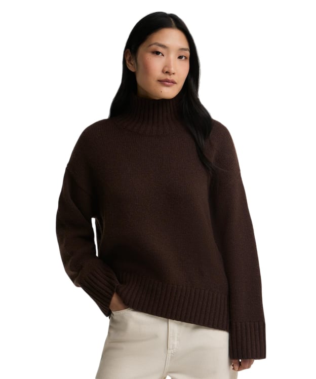 Women's Barbour Woodhouse Cashmere Blend Funnel Neck Knitted Jumper - Rustic