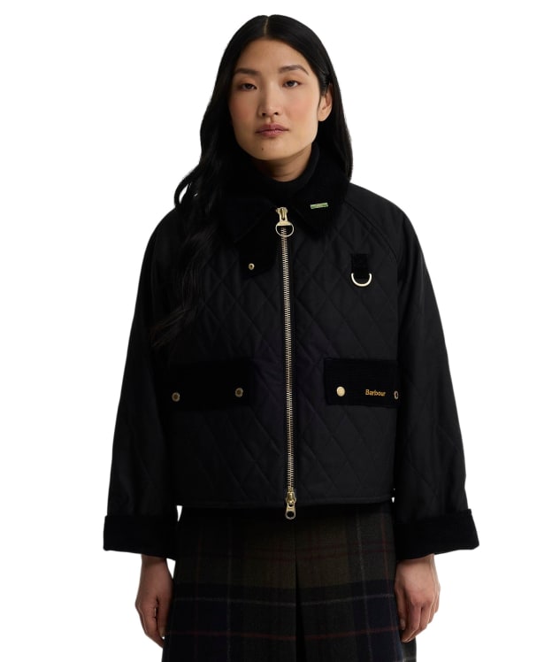 Women's Barbour Icons Quilted Spey Waxed Jacket - Black