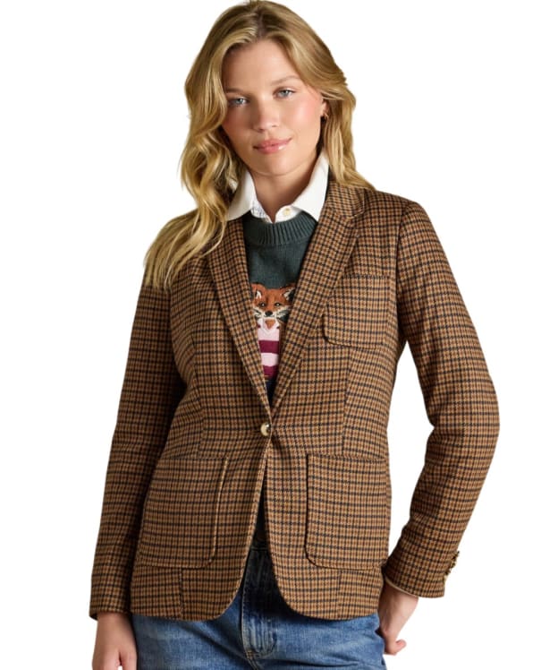 Women's Joules Albury Herringbone Jersey Blazer - Check