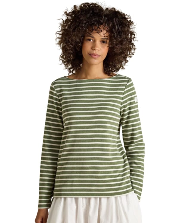 Women's Joules Striped Harbour Top - Khaki Marl
