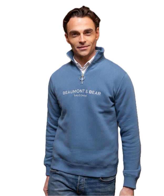 Beaumont & Bear Kingswear Unisex 1/4 Zip Sweatshirt - Vintage Blue