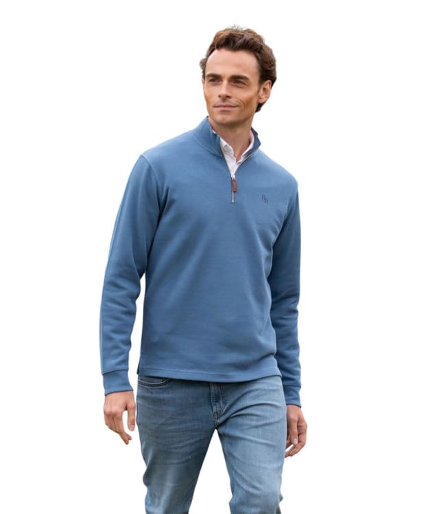 Beaumont & Bear Dittisham Ribbed Unisex 1/4 Zip - Vintage Blue