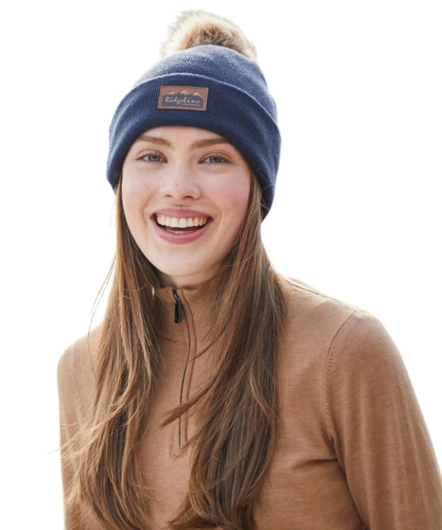 Ridgeline Heritage Fine Knit  Bobble Hat - Tarn