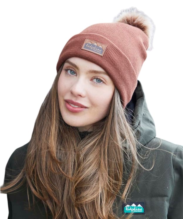 Ridgeline Heritage Fine Knit  Bobble Hat - Nutmeg
