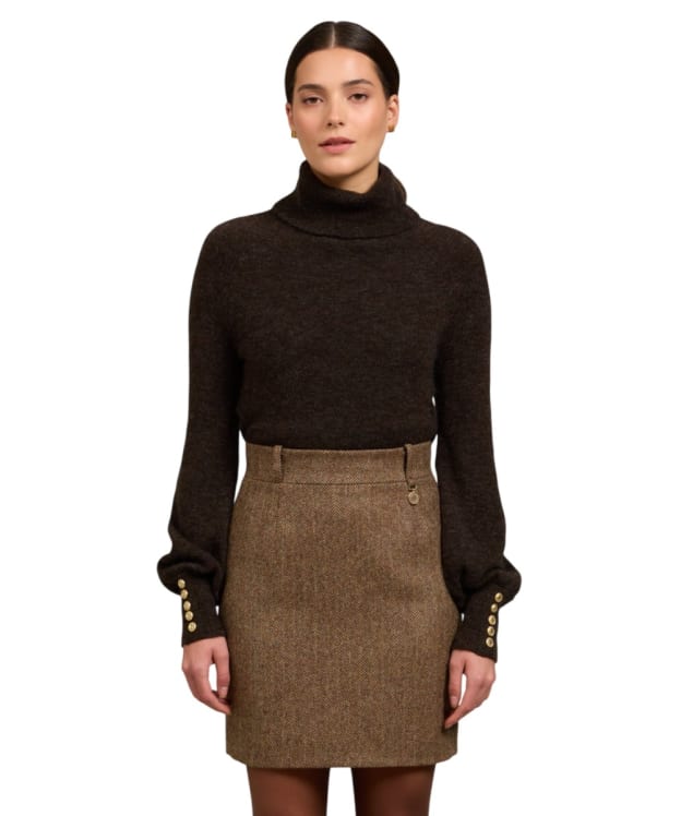 Women's Holland Cooper Regency Wool Pencil Skirt - Large Brown Herringbone
