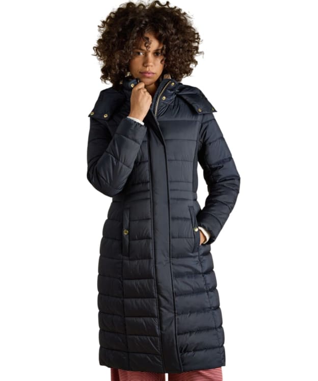 Women's Joules Windborough Showerproof Longline Coat - Navy