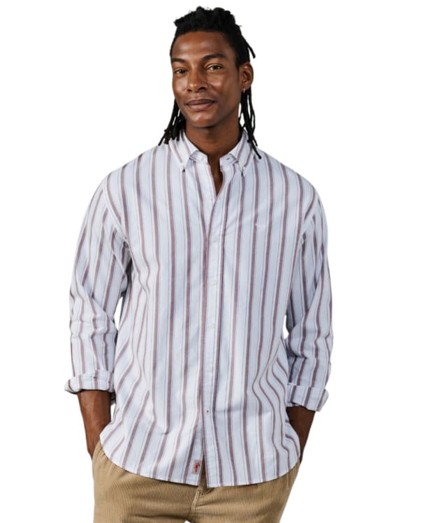 Men's Aubin Walesby Lightweight Relaxed Oxford Shirt - Oxblood Shadow Stripe