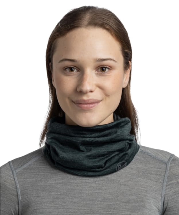 Buff Merino Lightweight Multistripe Necktube - Forest