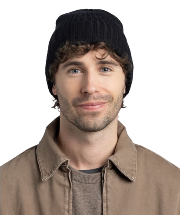 Buff Norval Merino Knitted Beanie - Black