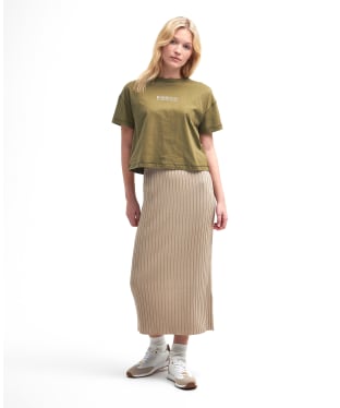 Women's Barbour International Alicia Knitted Midi Skirt - Beige