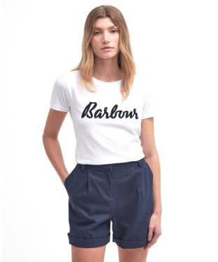 Women's Barbour Otterburn T-Shirt - White / Navy 2