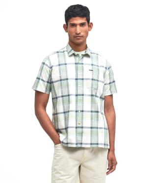 Men's Barbour Rosewell Regular Short Sleeve Checked Summer Shirt - Green