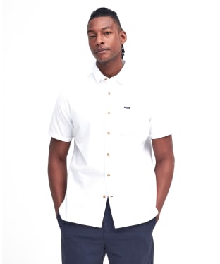 Men's Barbour Thermond Regular Short Sleeve Seersucker Summer Shirt - White