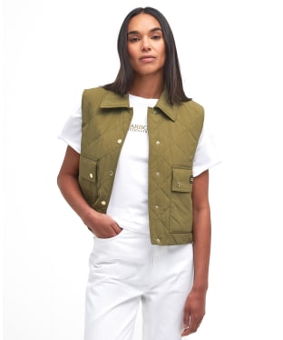 Women's Barbour International Mcrae Quilted Gilet - Golden Khaki