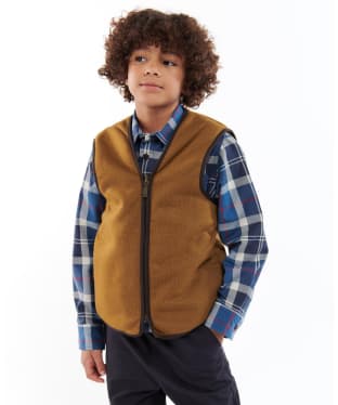 Barbour Children's Beaufort Waistcoat / Zip-in Liner, 2-9yrs - Brown