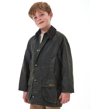 Boy's Barbour Classic Beaufort Waxed Jacket, 2-9yrs - New Olive