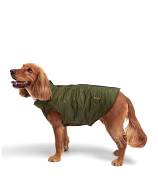 Barbour Reversible Quilt/Borg Fleece Dog Coat - Olive / Brown