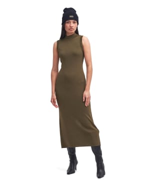 Women's Barbour International Milla Knitted Midi Dress - Empire Green