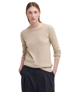 Women’s Barbour Pendle Crew Knit Sweater - Honey / Hessian Tartan