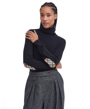 Women’s Barbour Pendle Roll Collar Sweater - Black / Hessian Tartan