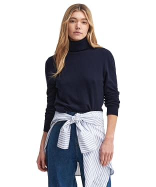 Women’s Barbour Pendle Roll Collar Sweater - Navy / Hessian Tartan