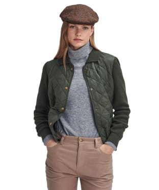 Women's Barbour Moors Hybrid Knitted Cardigan - Olive