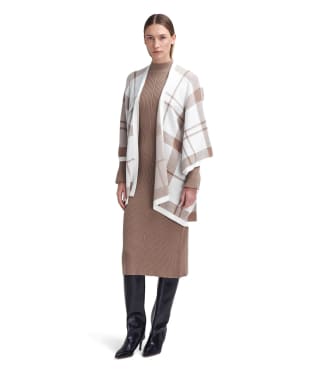 Women's Barbour Veronica Knitted Cape - Winter White Tartan