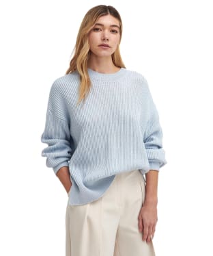 Women's Barbour Rib Stitch Crew Knitted Jumper - Pearl Blue