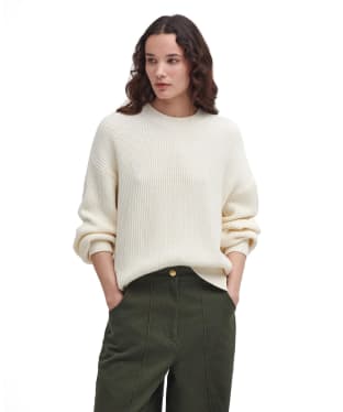 Women's Barbour Rib Stitch Crew Knitted Jumper - Ecru