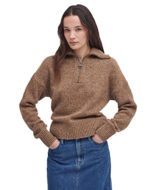 Women's Barbour Lavensdale Half Zip Knitted Jumper - Honey