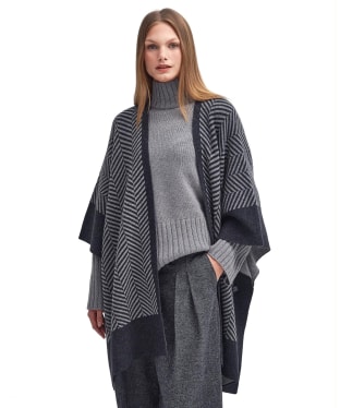 Women's Barbour Roslin Knitted Cape - Grey Marl