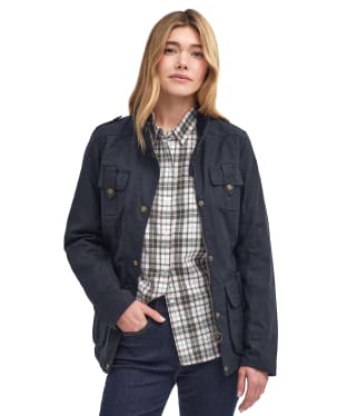 Women’s Barbour Winter Defence Waxed Jacket - Navy