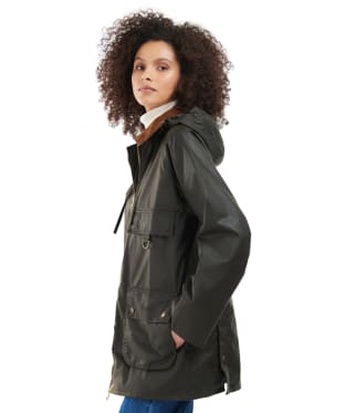 Women's Barbour Highclere Waxed Jacket - Olive