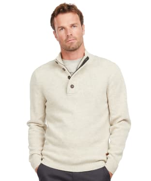 Men's Barbour Patch Half Button Lambswool Sweater - Pearl