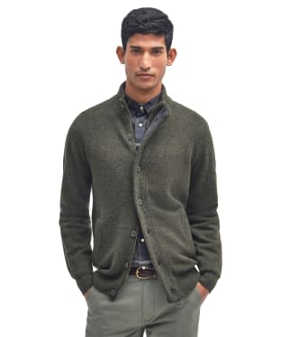 Men's Barbour Patch Zip Through Sweater - Seaweed