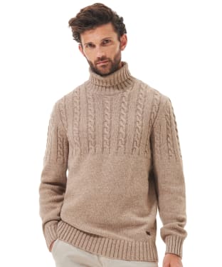 Men's Barbour Duffle Cable Rollneck Jumper - Stone