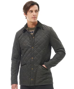 Men's Barbour Checked Heritage Liddesdale Quilted Jacket - Olive