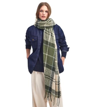 Women's Barbour Tartan Boucle Scarf - Ancient Loden