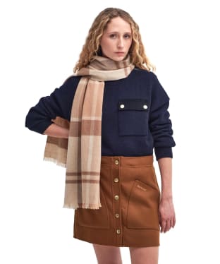 Women's Barbour Rosefield Tartan Scarf - Camel