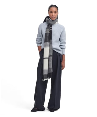 Women's Barbour Rosefield Tartan Scarf - Monochrome 2