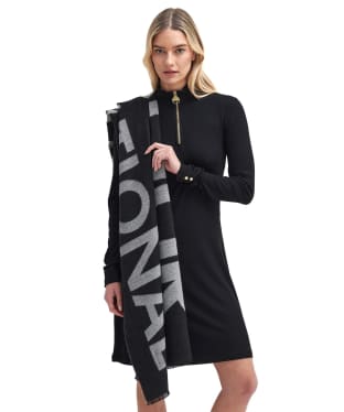 Women's Barbour International Milla Logo Scarf - Black / Off White